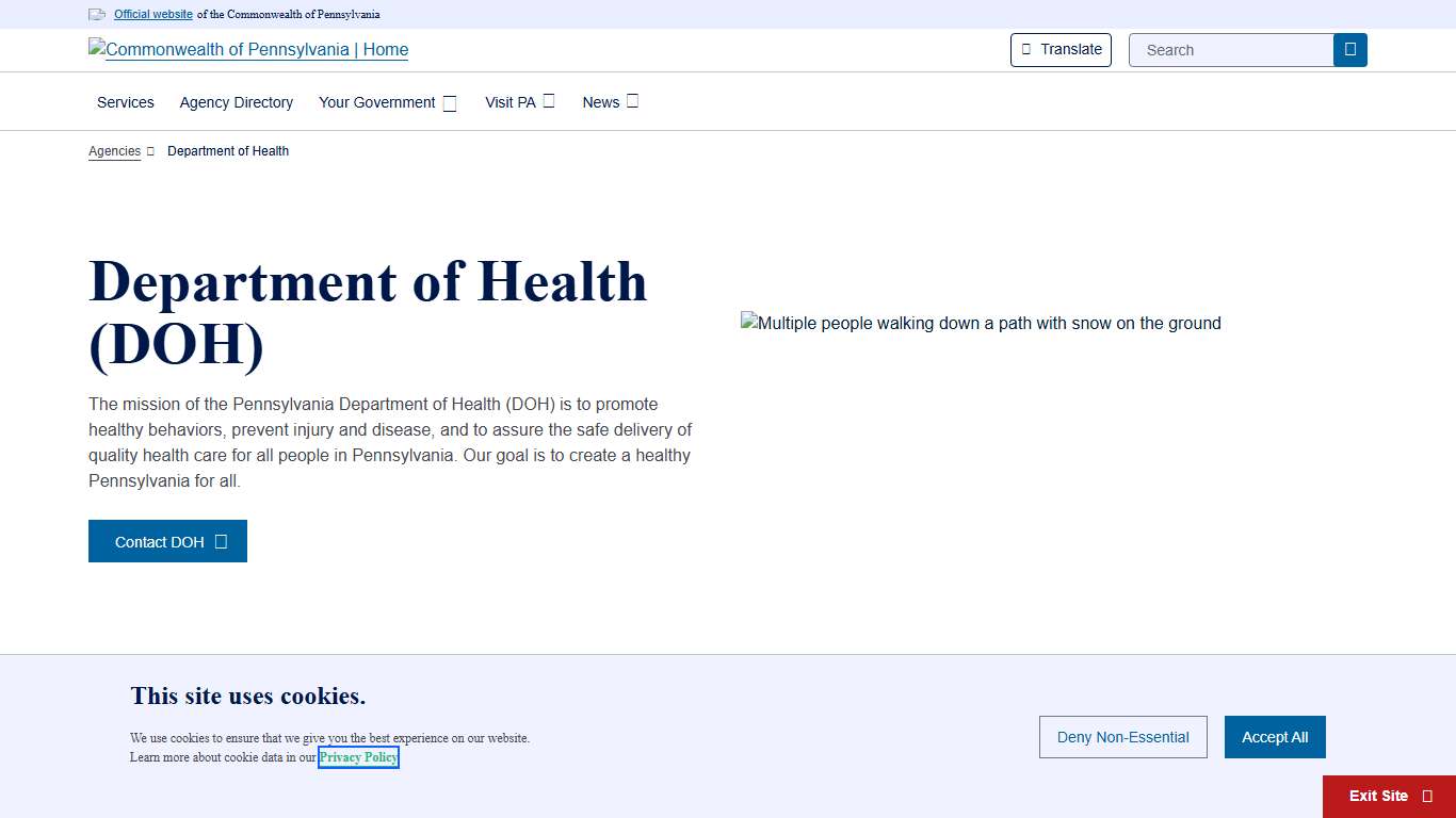 Department of Health Department of Health Commonwealth of Pennsylvania