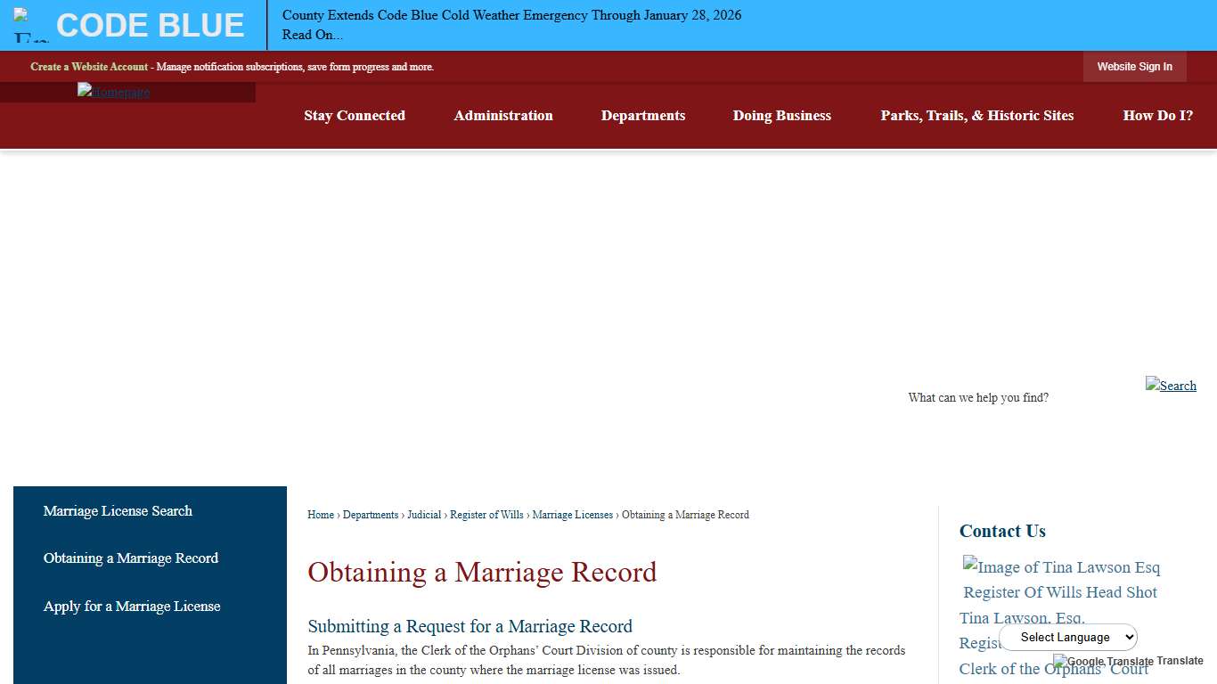 Obtaining a Marriage Record Montgomery County, PA - Official Website